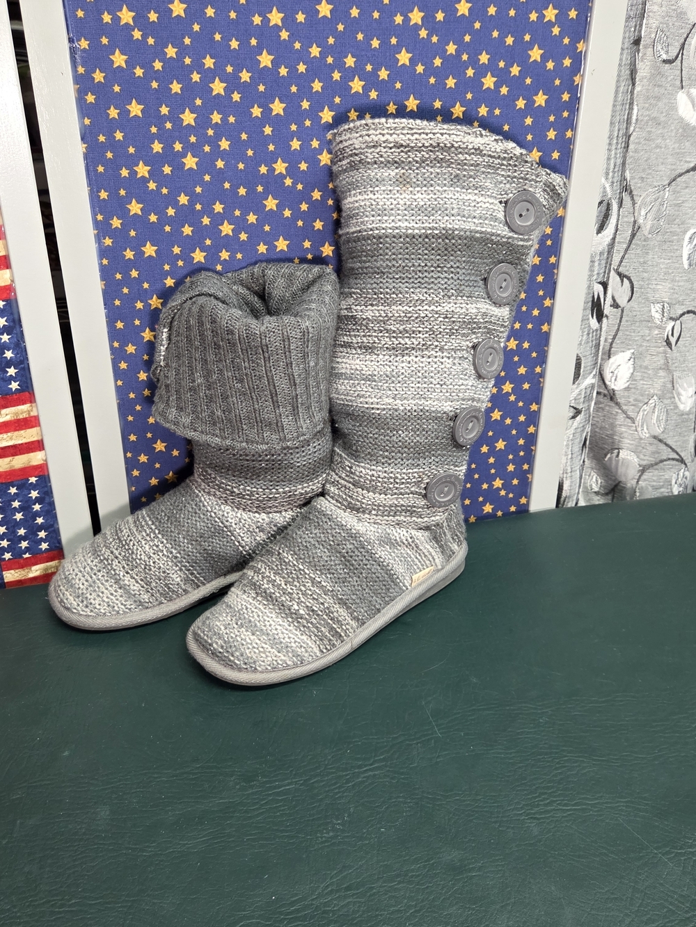 **Muk Luks Gray Knit Button-Accent Winter Boots** - Picture 4 of 9